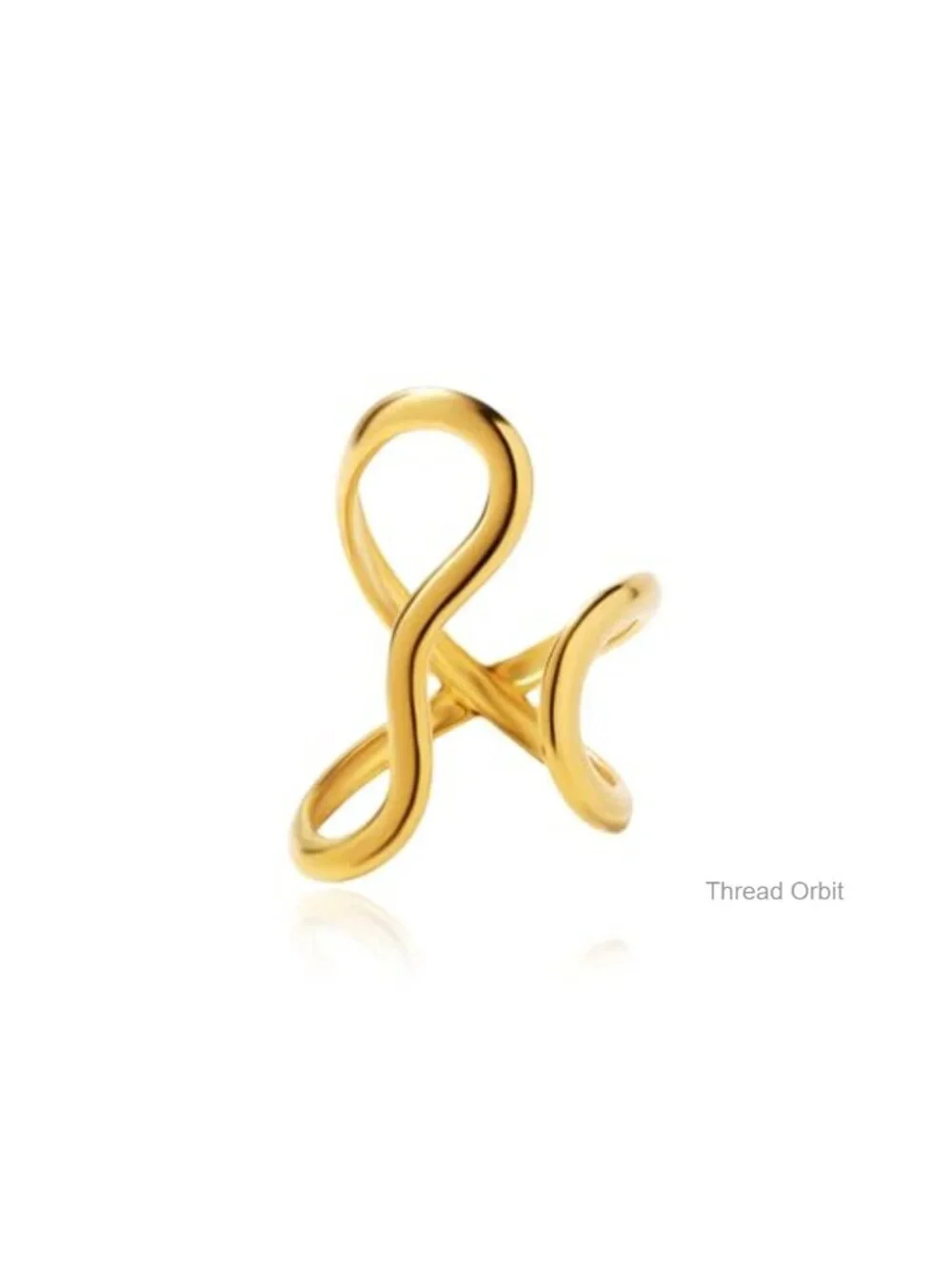 Two Tone Asymmetrical Wavy Curve Open Ring Dainty Adjustable Stainless Steel